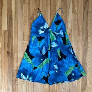 H&M A-line Mini Dress Bright Blue/Floral NWT